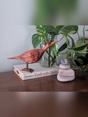 Hand-Carved Wooden Roadrunner Bird Sculpture | Vintage Decor | Artisan Made